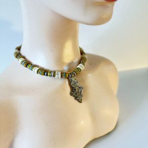 Beaded and Silver Charm Necklace